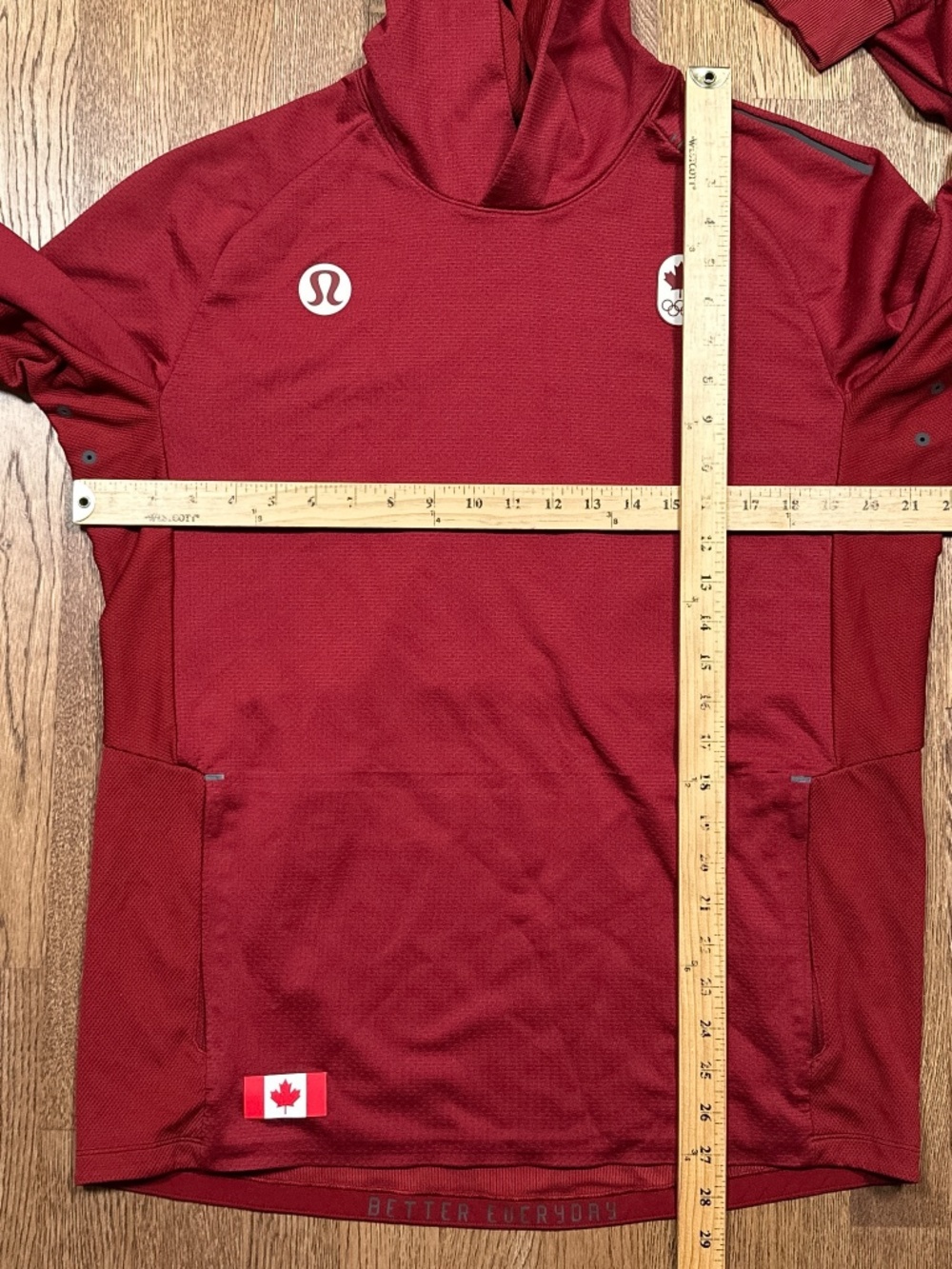 Lululemon Team Canada Olympics Textured Tech Red Hoodie Mens Large - Picture 8 of 10